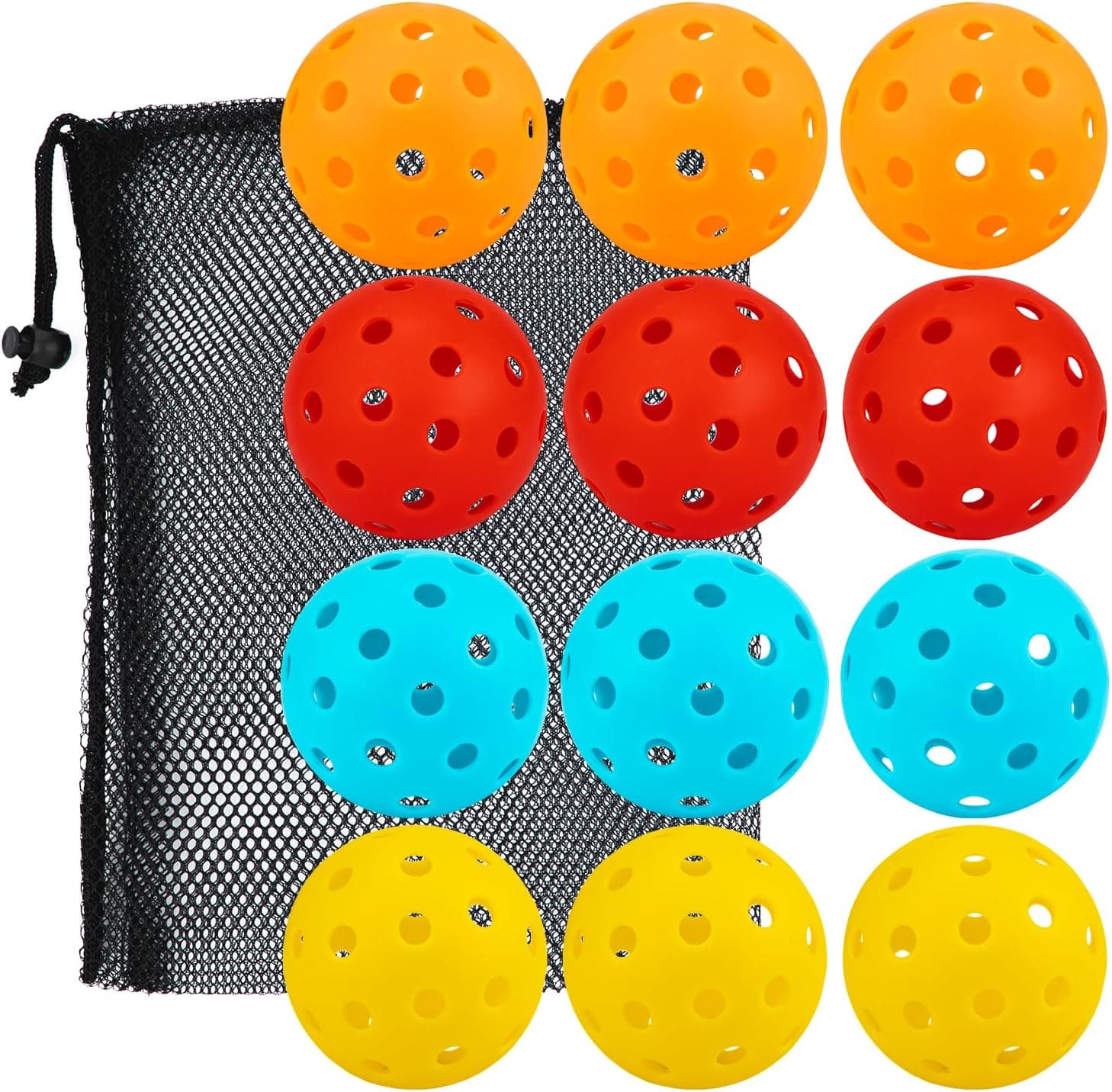 iHoven USAPA Approved Outdoor Pickleball Balls, 8 Pack of 40-Hole with Mesh Bag